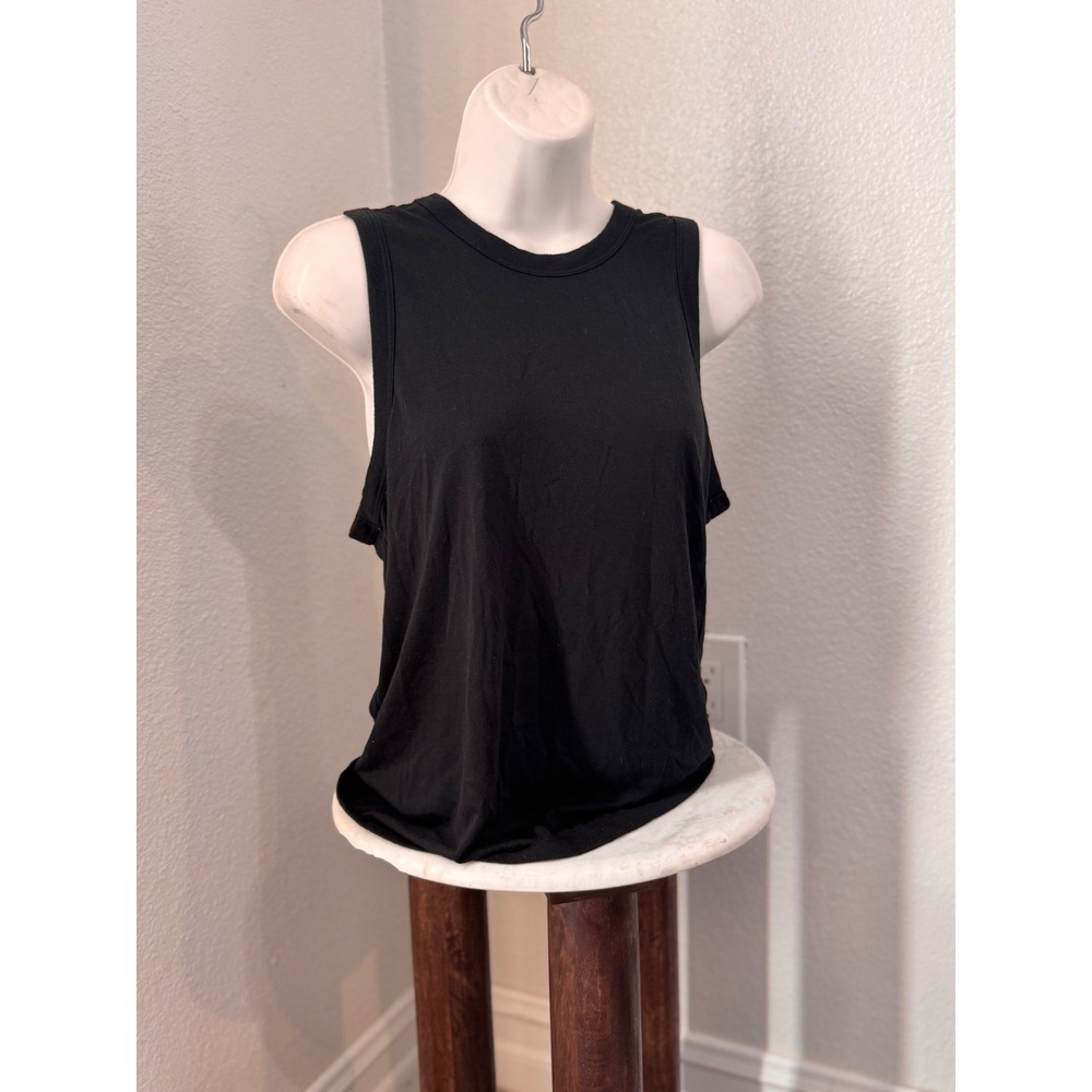 J Crew Solid Black Low Back Crossover Workout Casual Tank M minimalist‎ gorpcore